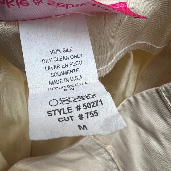 Pookie & Sebastian Beige Strapless Raw Silk Cocktail Dress Size Medium - Picture 6 of 6